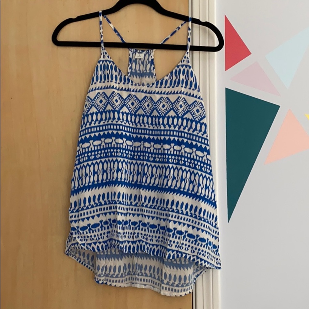 Blue & White Patterned Tank Top